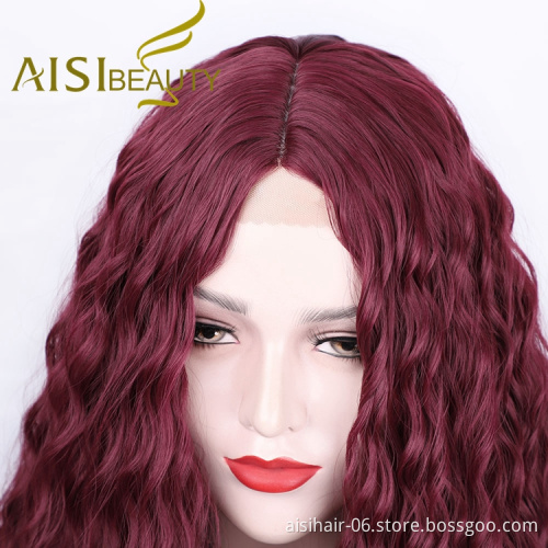 Pre Plucked Machine Made Fiber Curly Bug Small Lace Frontal Top Grade Anime Ombre Cosplay Synthetic Hair Wig
